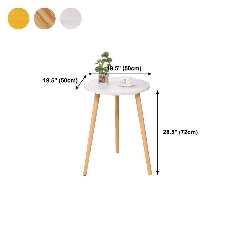 3 Legs End Table Natural/ White/ Yellow Round Wood Side End Table