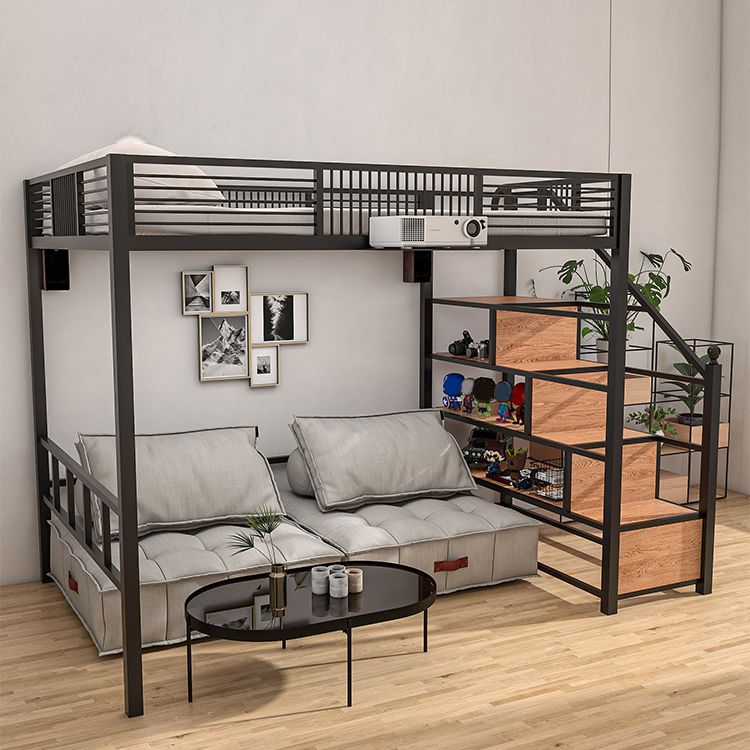 Gender Neutral Kids Bed No Theme Metal Loft Bed with Mattress