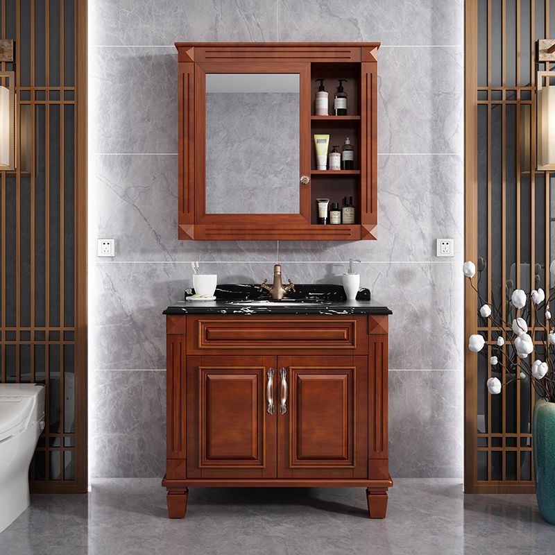 Traditional Wooden Sink Vanity Mirror Cabinet Vanity Cabinet with Storage Shelving