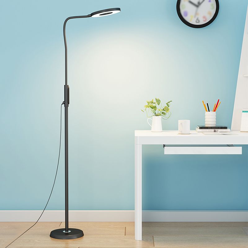 Circle Shape Floor Lamp Contemporary Metal 1 Light Floor Lighting