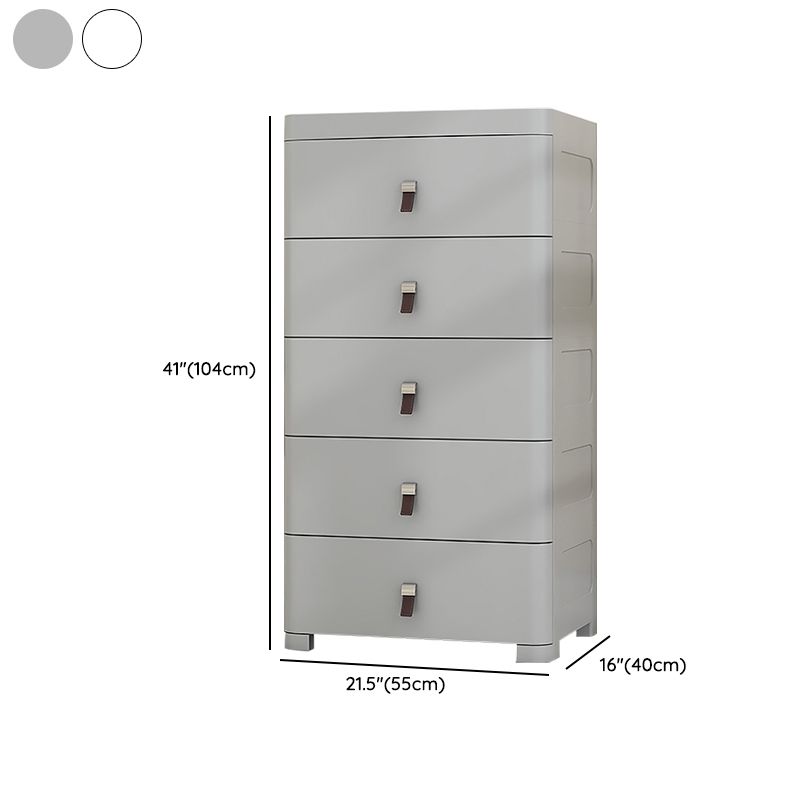 Modern Plastic Nursery Dresser Vertical Kids Nightstand with 5 Drawers for Home