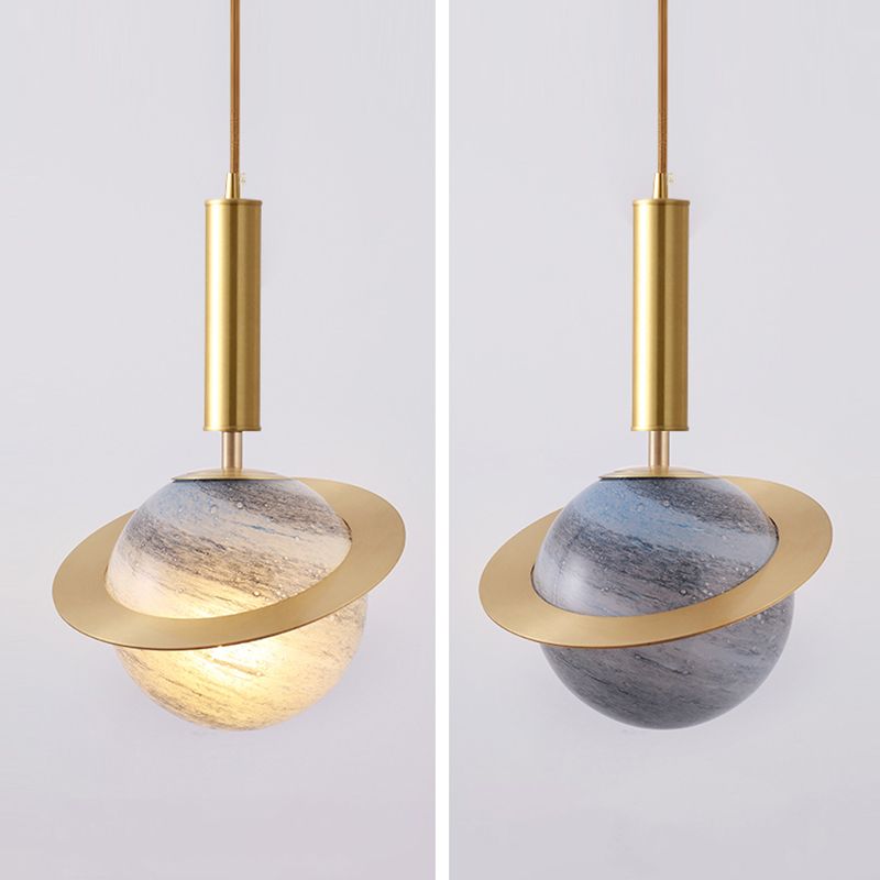 Brass Small Pendant Light Modern 1 Bulb Metal Hanging Lamp for Bedroom