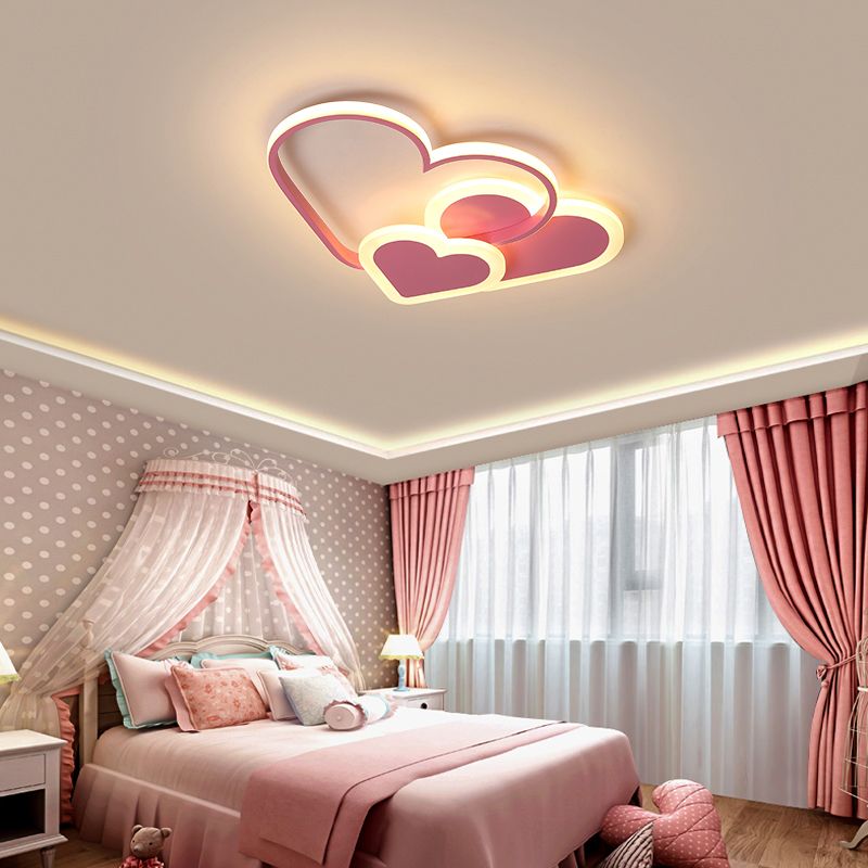 Loving Heart Ceiling Flush Mount Contemporary Acrylic Bedroom LED Flush Light Fixture