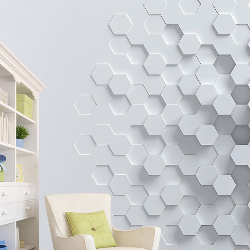 Original Grey 3D Print Hexagon Whole Mural Wallpaper for Coffee Shop and Bar Wall Decor