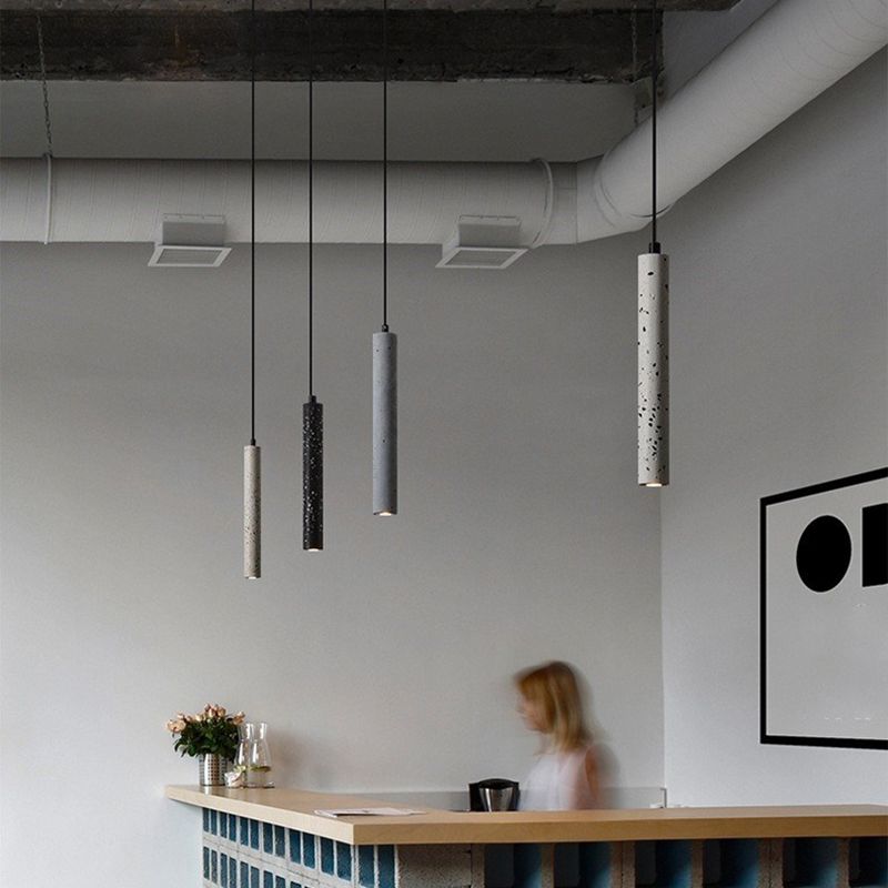 Modern Style Linear Shape Pendant Lighting Cement 1 Light Pendant Light for Dining Room