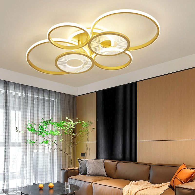 Modern Round Ceiling Mount Light Fixture Metal Multiple-Light Ceiling Light Fixture