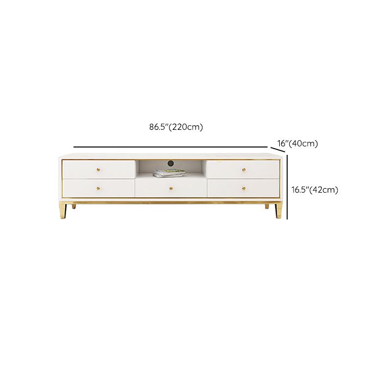 Glam Faux Wood TV Stand Console White TV Media Stand for Living Room