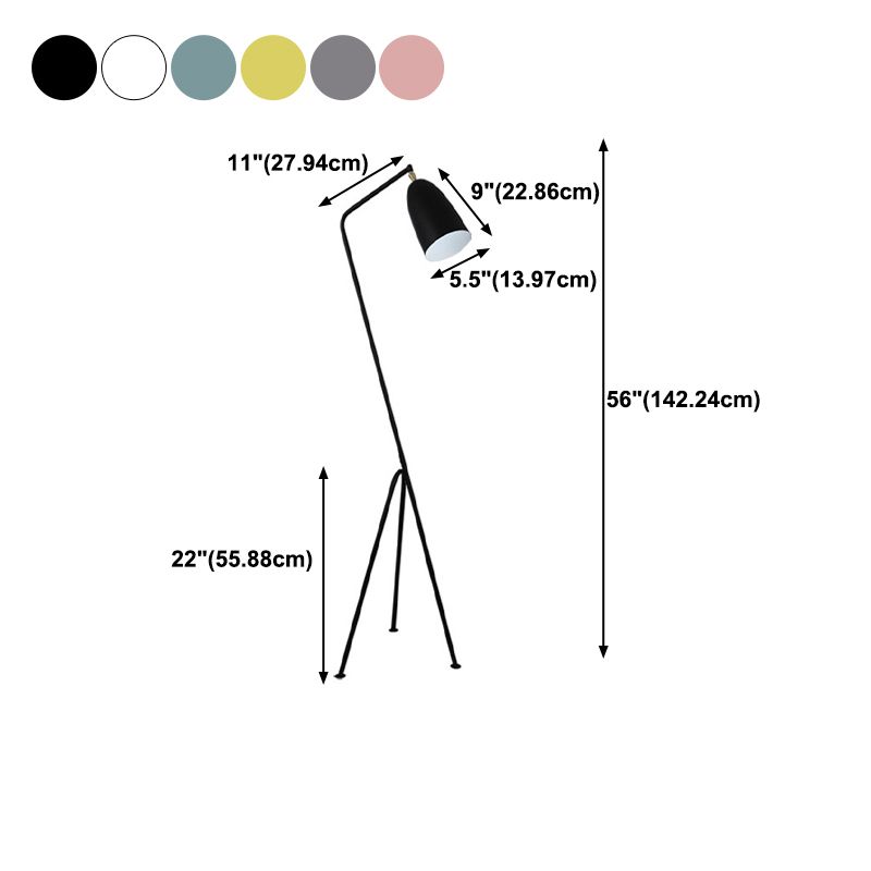 Modern Style Cone Shape Floor Lamp Metal 1 Light Adjustable Floor Lamp for Living Room