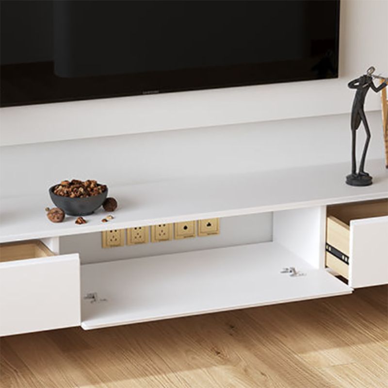 Modern Wood TV Stand Console Floating White TV Media Stand for Living Room