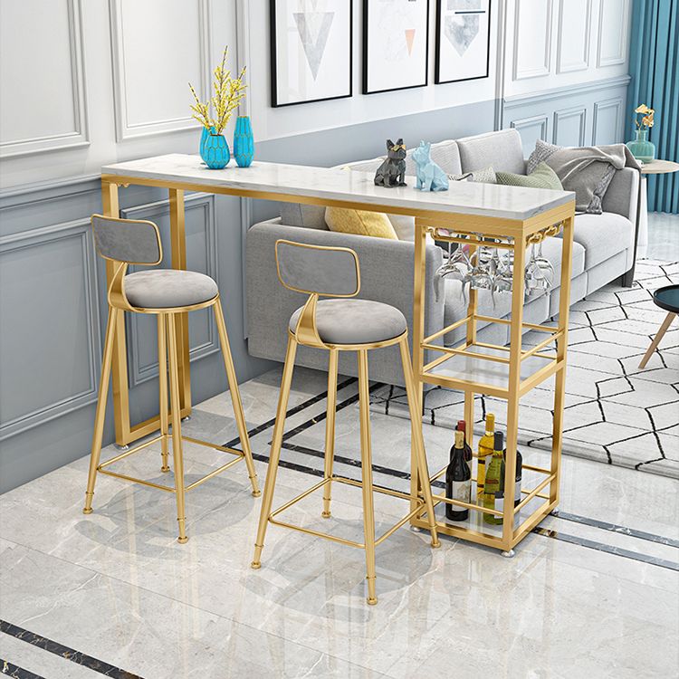 Stone Rectangle Bar Table White Contemporary Bar Table with Sled Base