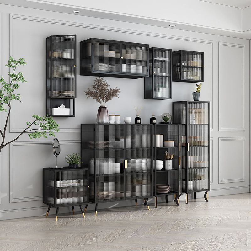 Contemporary Sideboard Cabinet Metal Sideboard with Doors for Dining Room