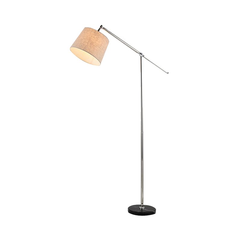 LED Cone Stand Up Lamp Modernism Fabric Floor Light in Beige with Adjustable Arm