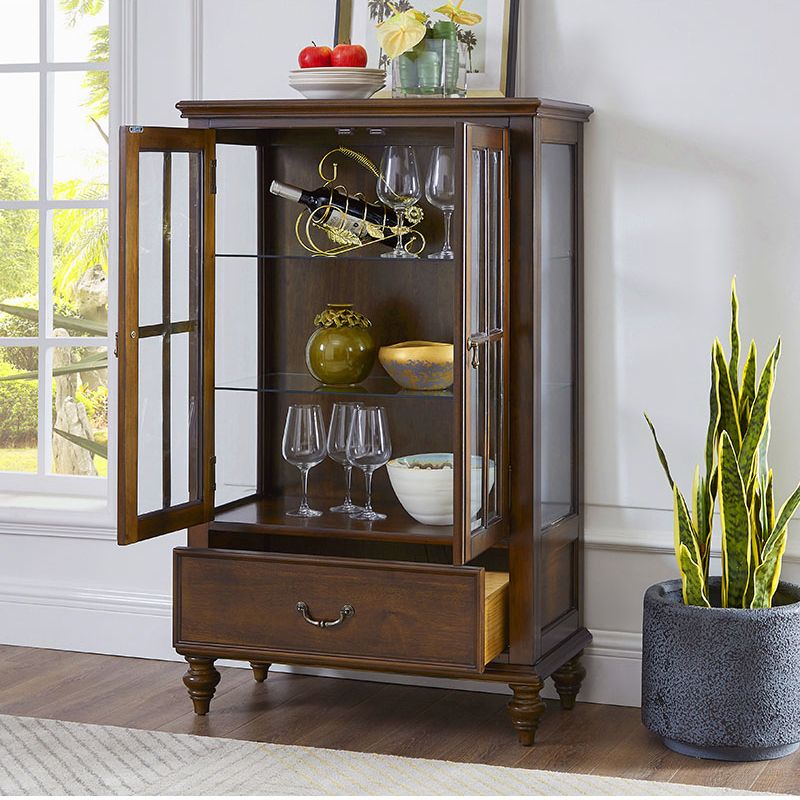 Traditional Curio Cabinet Birch Buffet Cabinet with Door for Bedroom