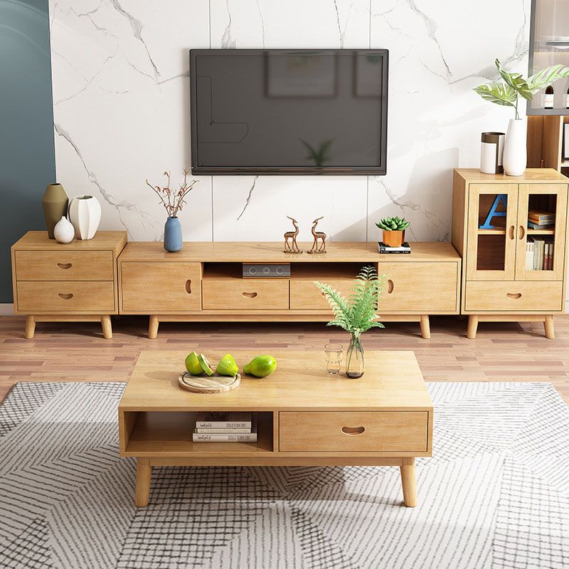 Wooden TV Media Console Scandinavian Media Console with Drawers