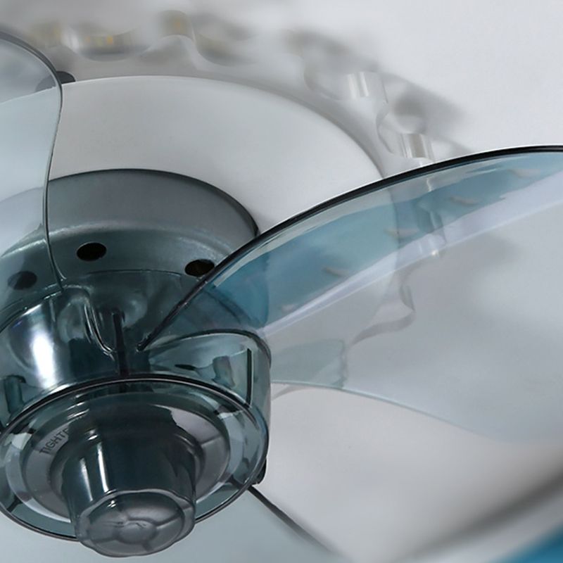 Acrylic Round LED Flush Mount Ceiling Fan Macaron Style Semi Flush Light Fixture for Bedroom