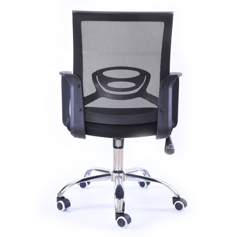 Contemporary Arm Chair Fixed Arms Mid-back Mesh Black Office Chair