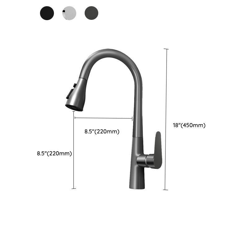 Modern Style Kitchen Faucet Lever Handle Copper Gooseneck Kitchen Faucet