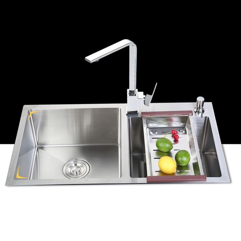 Rectangle Stainless Steel Kitchen Sink with Drain Assembly Contemporary Sink