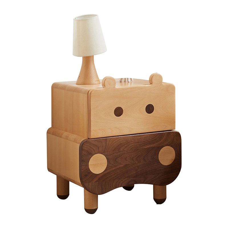 Drawer Standard Nightstand Solid Wood Animal Theme Kids Bedside Table