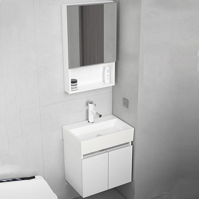 Modern Metal Bathroom Vanity Solid Color Wall Mount Vanity Cabinet in White