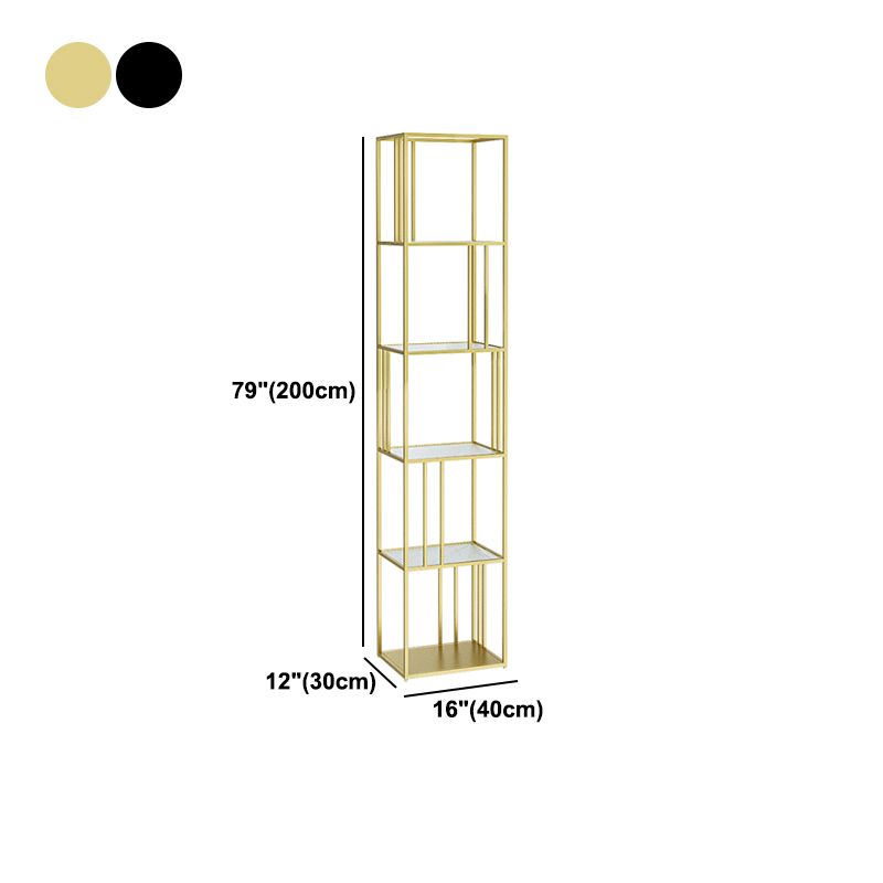 4-shelf moderno libreria etagere aperta con piattaforma di vetro a cornice di ferro