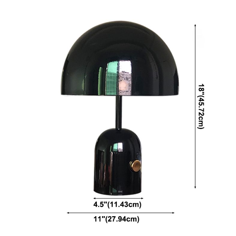 Dome Shaped Metal Table Lamp Minimalist Style Black Nights and Lamp for Bedroom