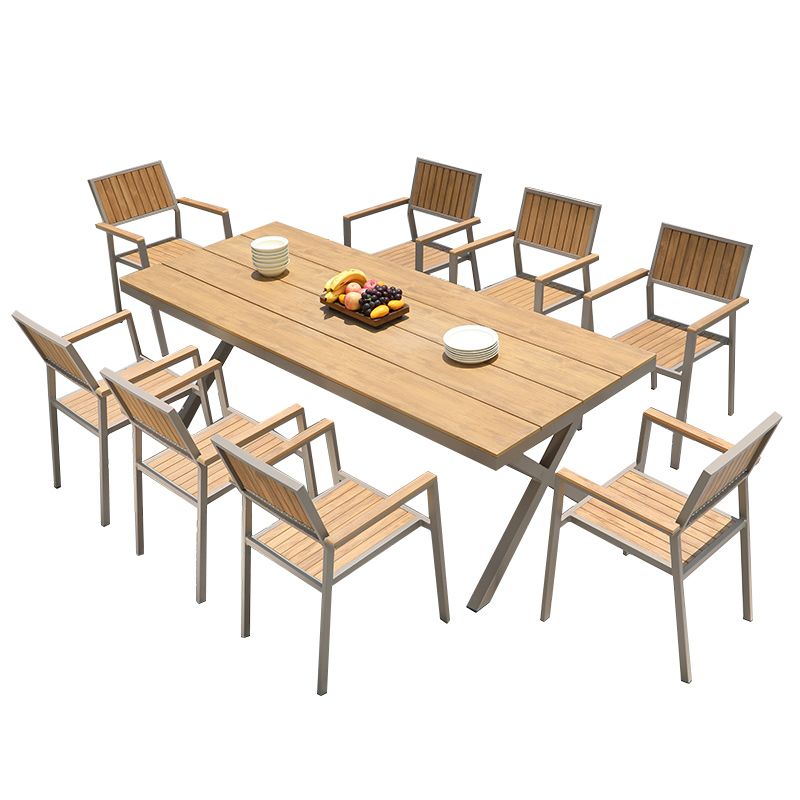 Contemporary Natural Dining Chair Open Back Outdoors Dining Chairs