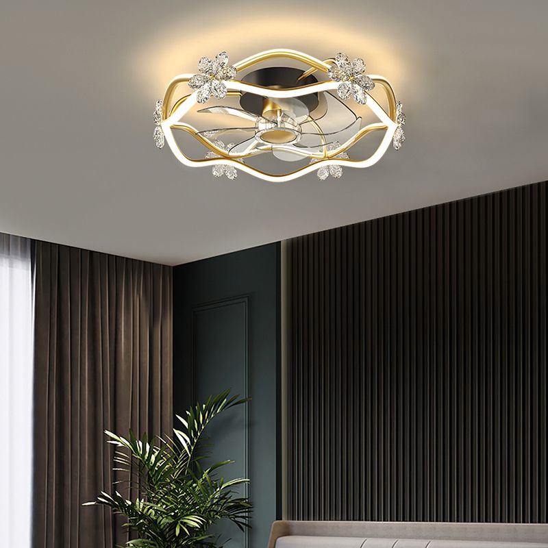 Geometry Ceiling Fan Lights Kids Style Metal LED Flush Lights for Bedroom