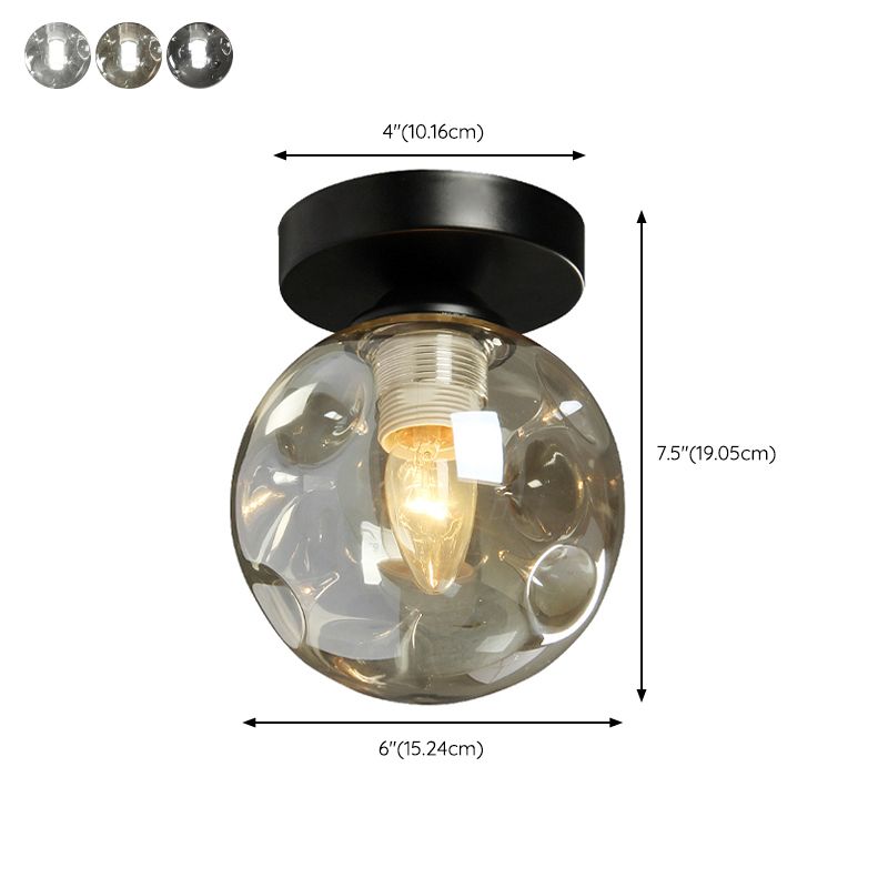 Modernism Black Flush Mount Ceiling Light Globe Flush Lighting with Glass for Hallway