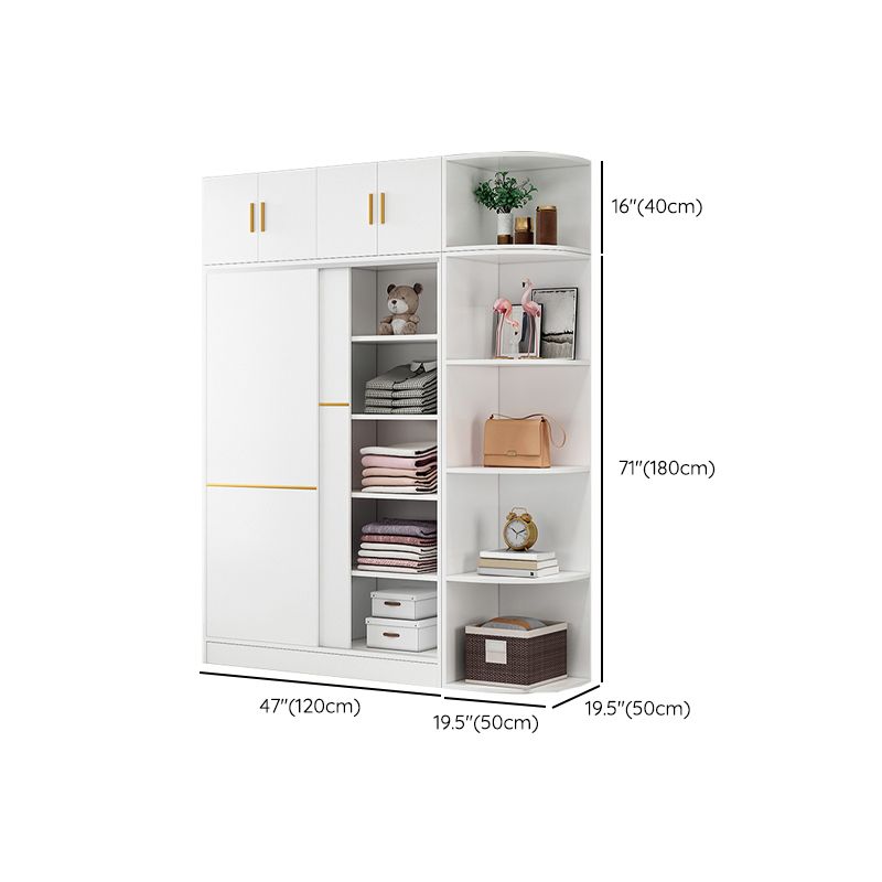 Contemporary Wardrobe Armoire Manufactured Wood White Bedroom Armoire