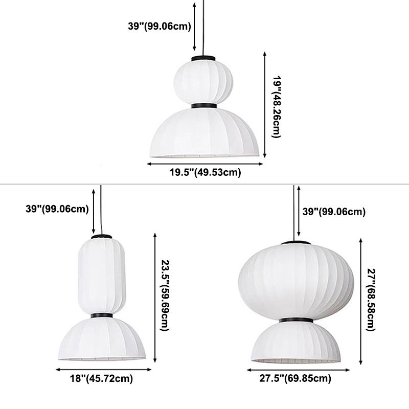 Dome Living Room Hanging Light Fixture Fabric Nordic Style Hanging Light Kit in White