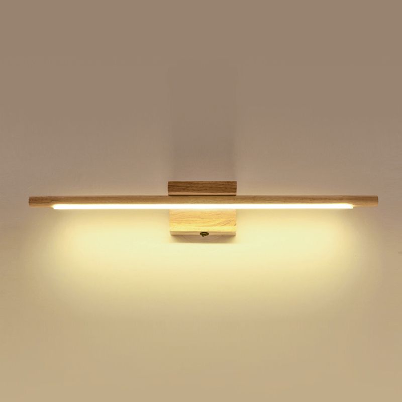 Linear Shape Wall Light Modern Style Wood 1 Lights Sconce Lamp for Bathroom