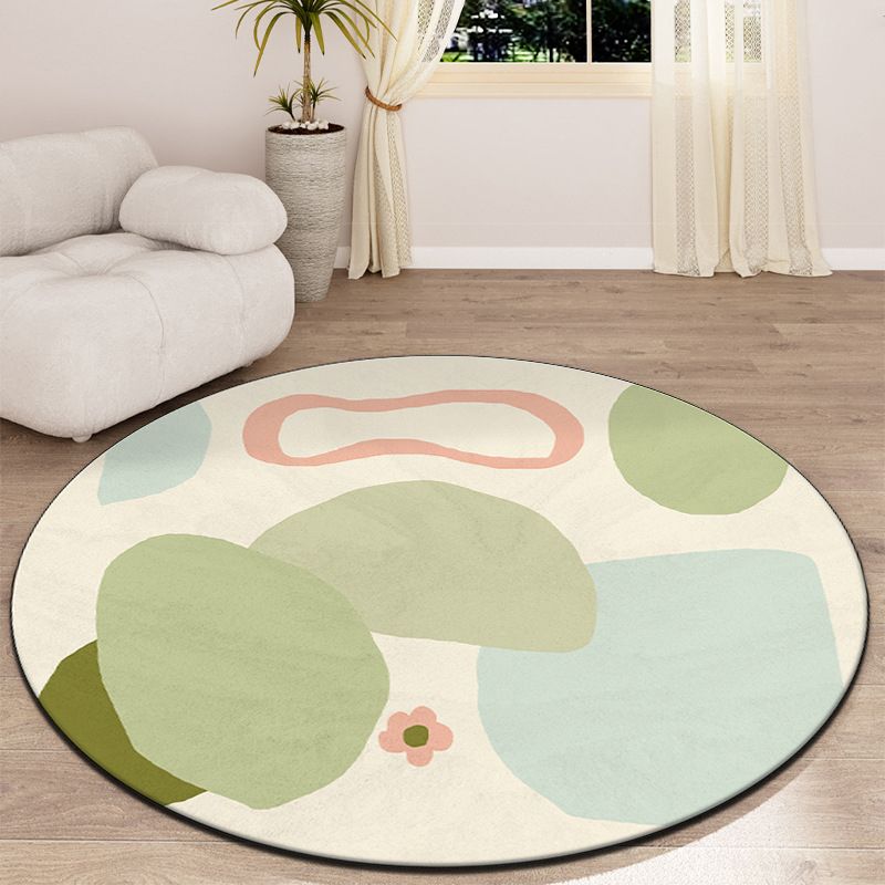 Green Nordic Rug Polyester Color Block Rug Stain Resistant Rug for Living Room