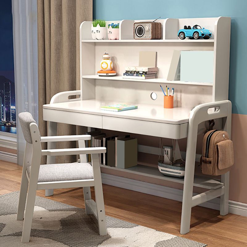 Contemporary Student Table with Side Storage Hook and Storage Drawes