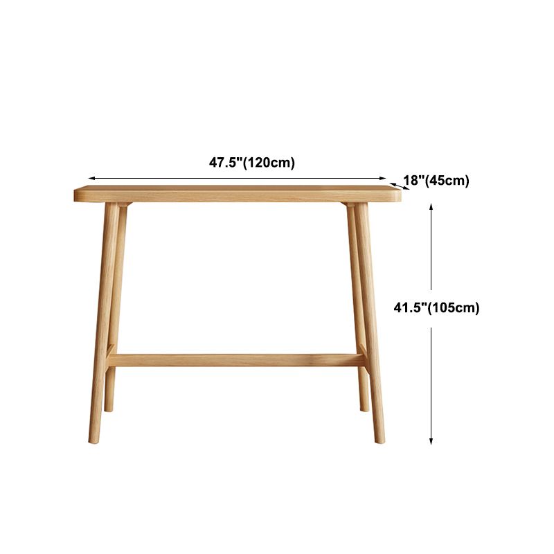 Modern Pine Wood Bar Dining Table Rectangle Indoor Bistro Table with Footrest