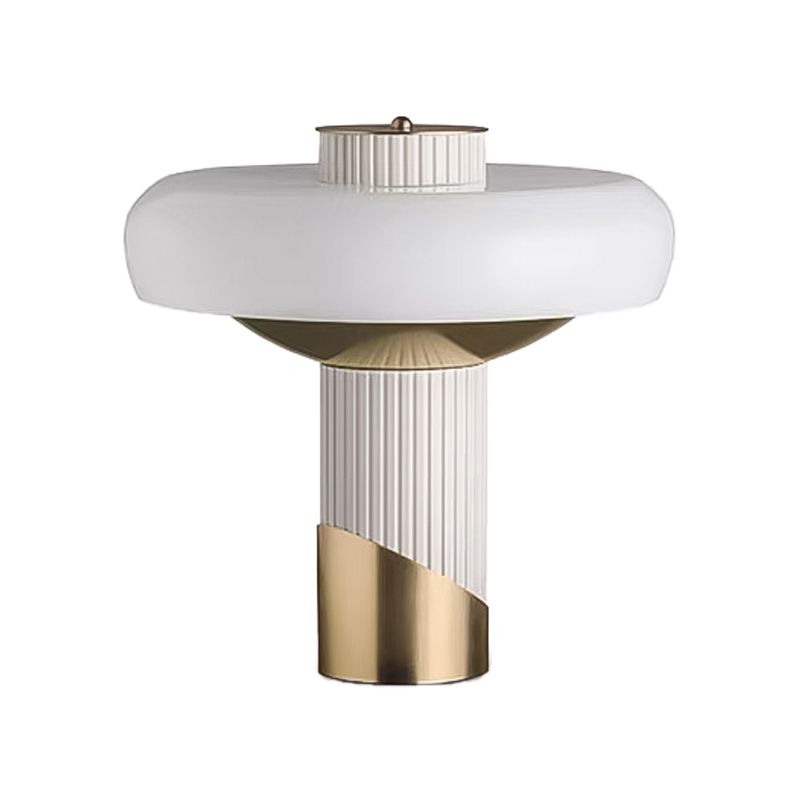 Mushroom Table Lighting Modern Metallic LED Bedroom Small Desk Lamp in White and Gold