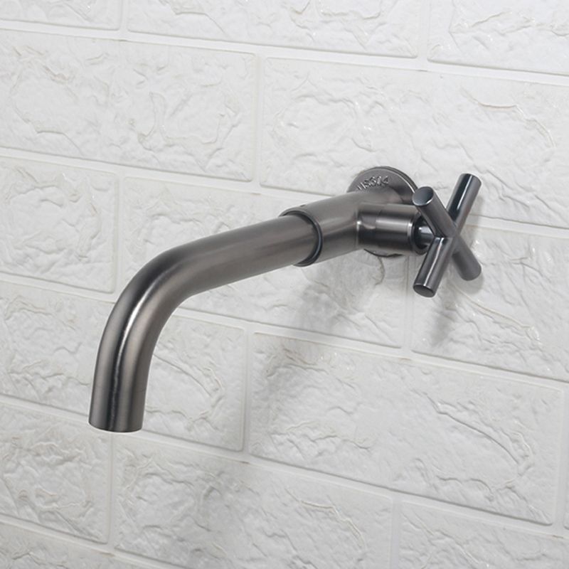 Contemporary Wall Mounted Bathroom Faucet Cross Handles Stainless Steel Faucet