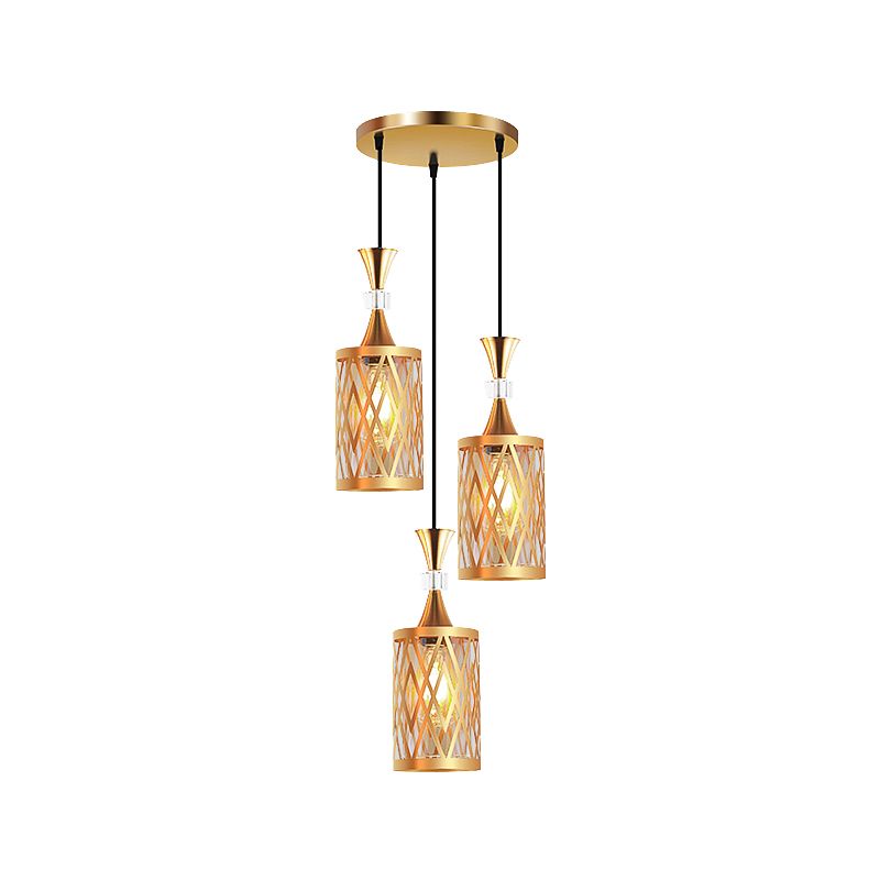 Gold Cutouts Hanging Light Fixture Modern Stylish Glass Pendant Lamp for Dining Room