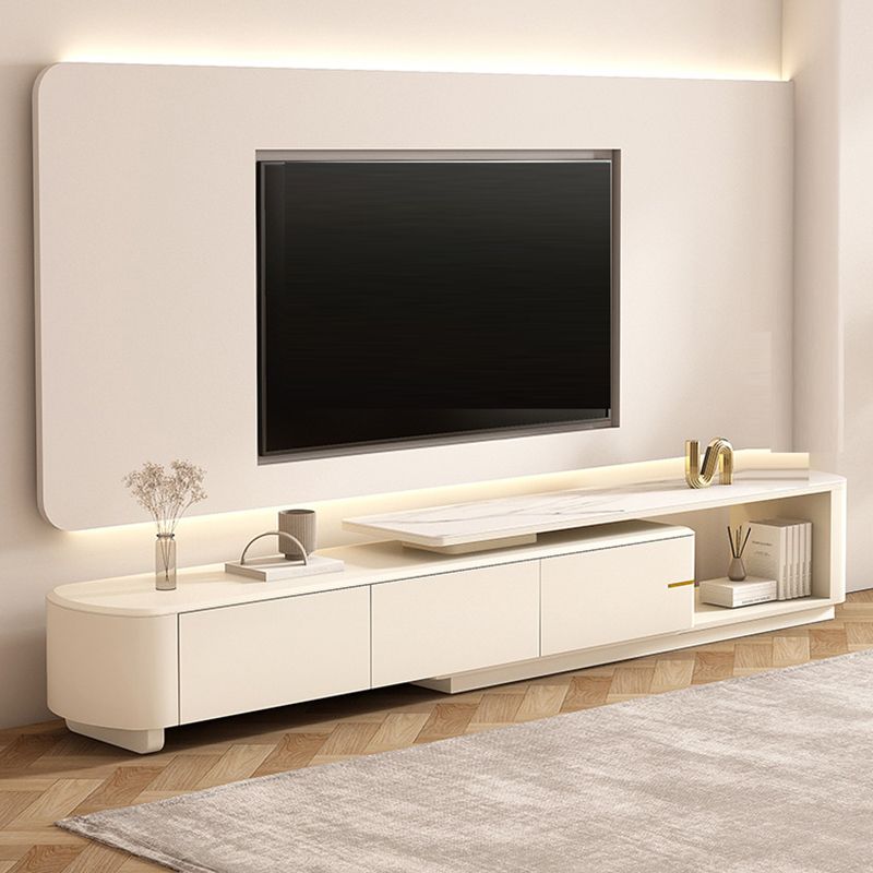 White TV Stand Console Contemporary Media Console with Drawers