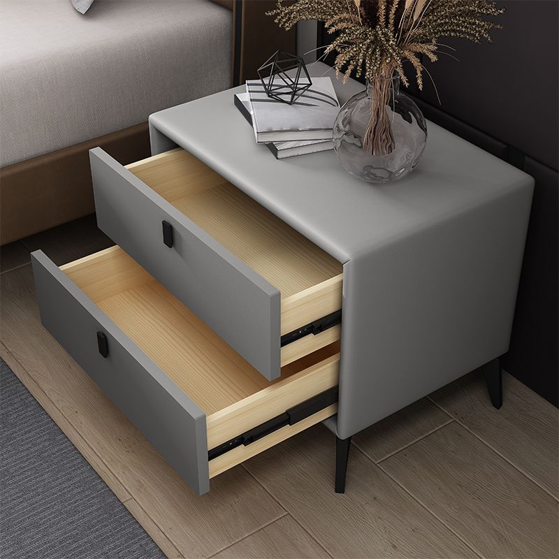 Leather Accent Table Nightstand Modern Nightstand for Bedroom