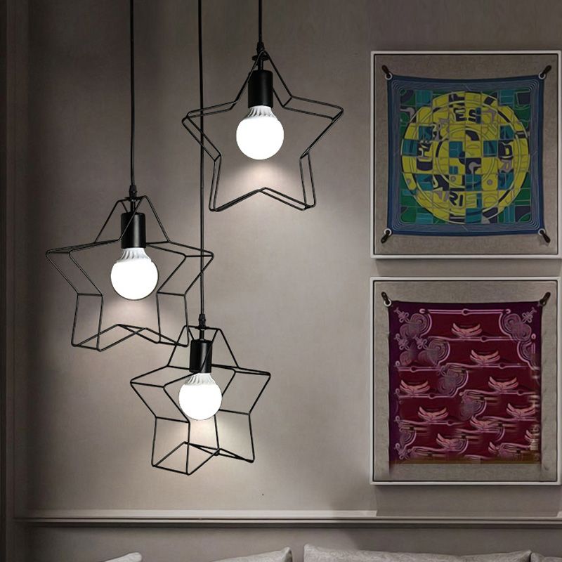 Star Shape Industrial Style Bulb Pendant Lighting for Sitting Room Coffee Shop