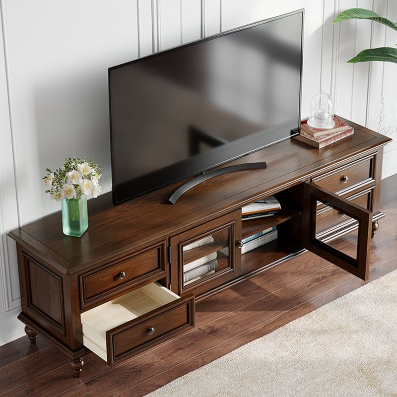 Modern TV Console Wood Media Console Enclosed Storage with Drawer for Home