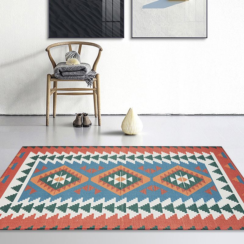 Alfombra de patrón de rayas tribal única alfombra multicolor de algodón suroeste algodón lavable alfombra para mascotas para sala de estar para sala de estar