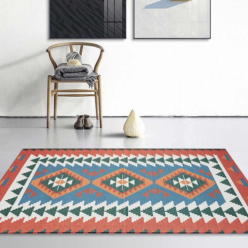 Unique Tribal Striped Pattern Rug Multicoloured Southwestern Rug Cotton Washable Non-Slip Pet Friendly Carpet for Living Room