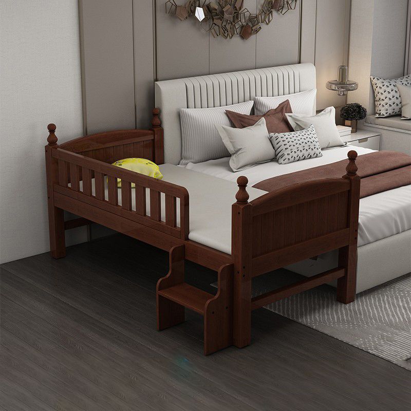 Traditional Nursery Crib Espresso Wood Nursery Bed with Guardrail