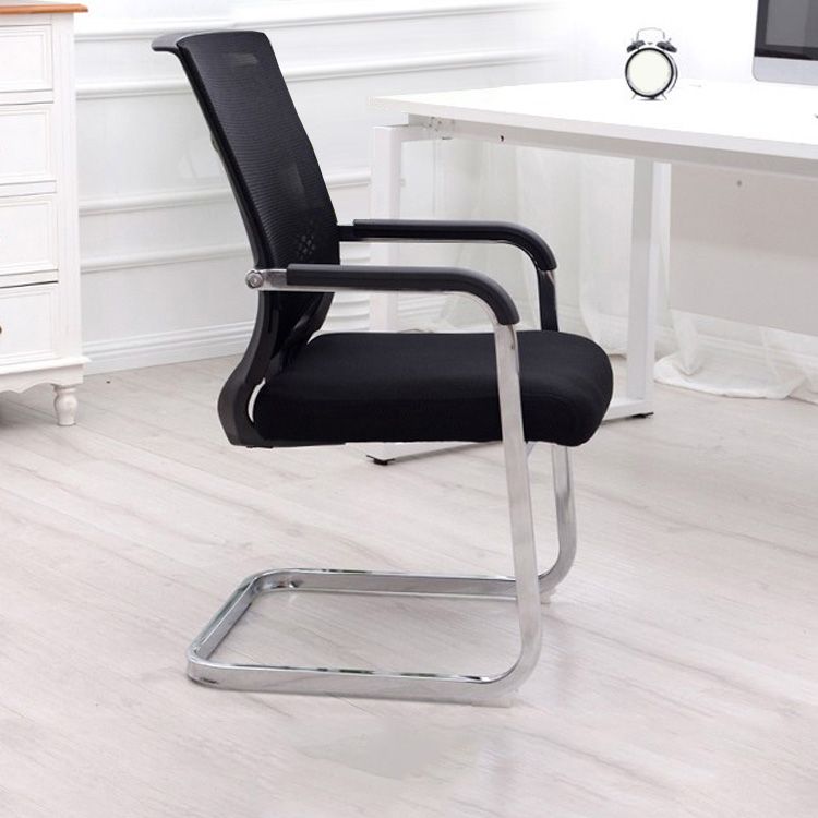 Fixed Arms Mid Back Office Chair Home No Wheels Mesh Desk Chair