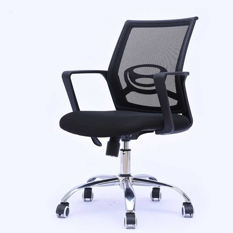 Contemporary Arm Chair Fixed Arms Mid-back Mesh Black Office Chair