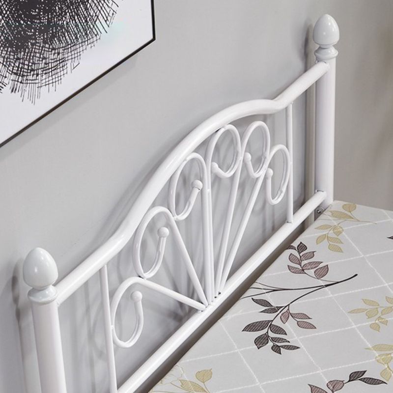 Scandinavian Standard Bed Metal Slat Headboard Kids Bed in White