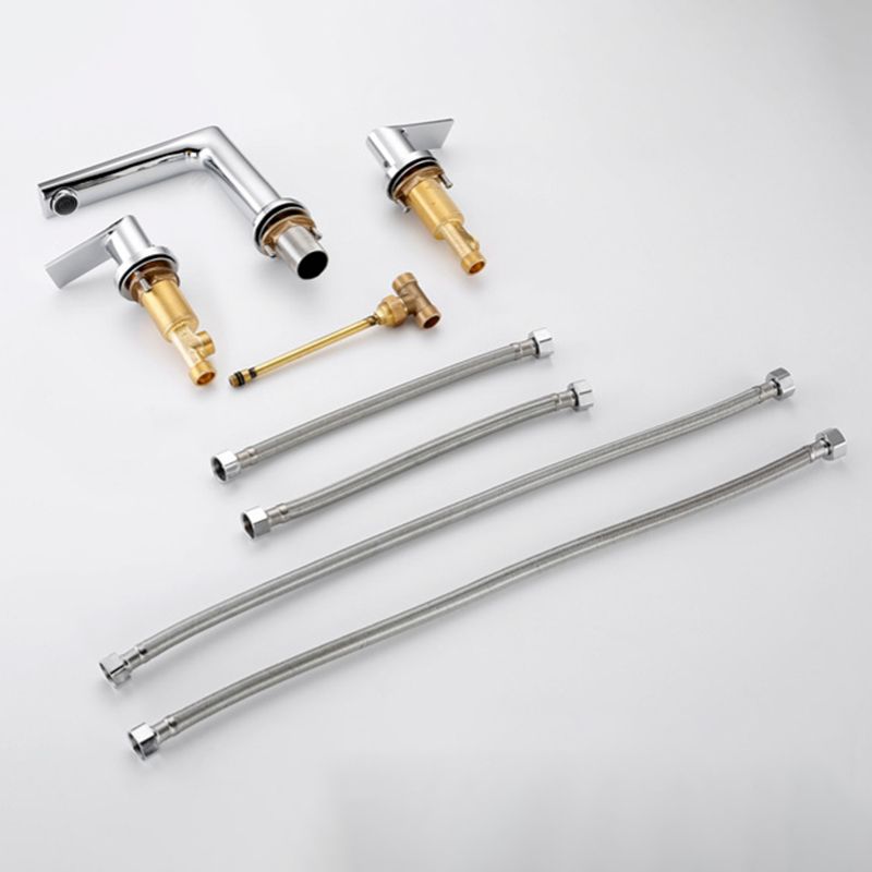 Modern 2-Handle Bathroom Sink Faucet 3 Hole Wide Spread Bathroom Faucet