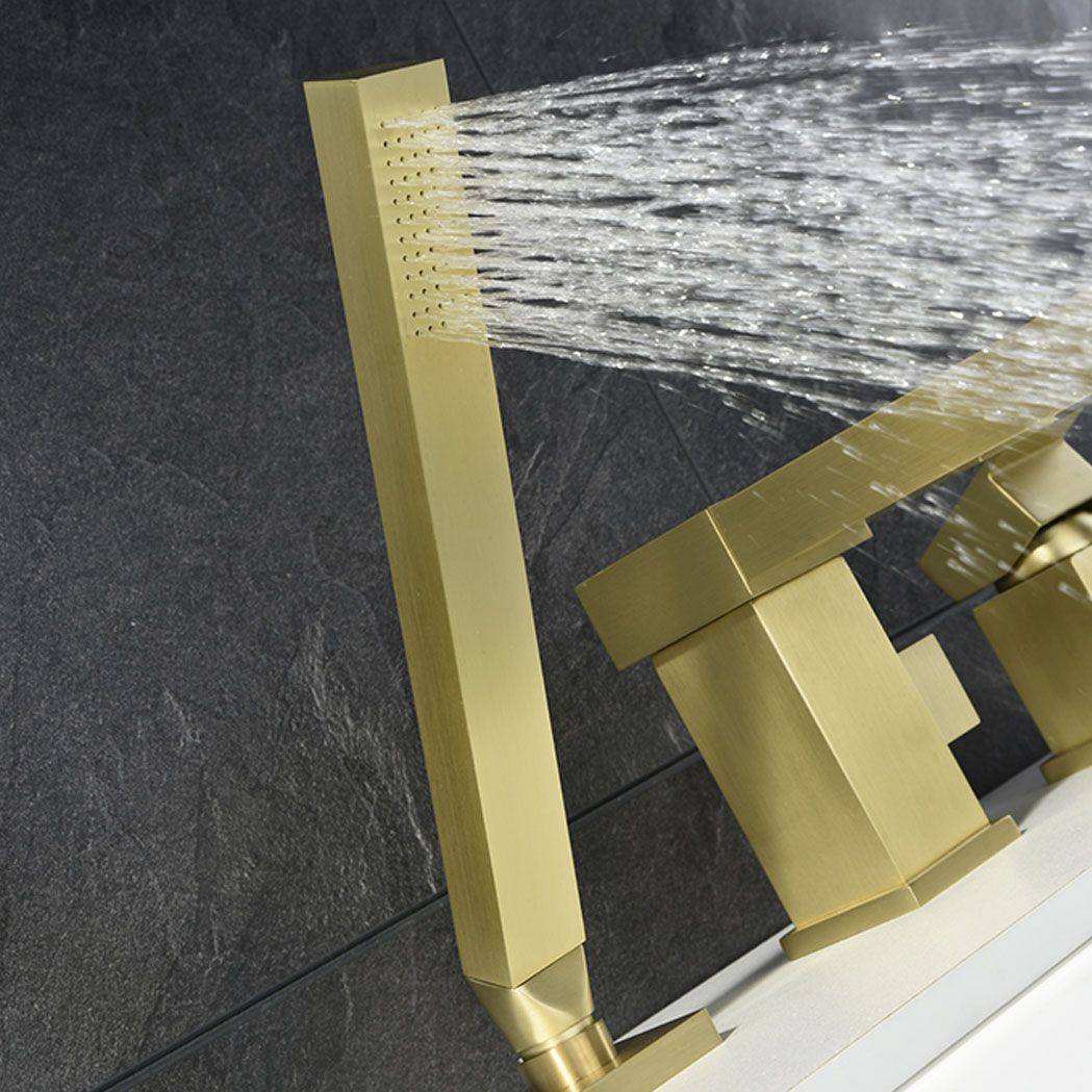 Modern Square Low Arc Faucet with Hand Shower Bathtub Faucet